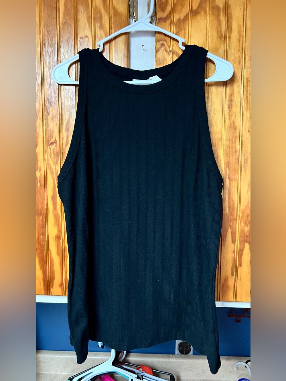 Ava Viv Women’s Black Ribbed Sleeveless Tank Top size 1X
